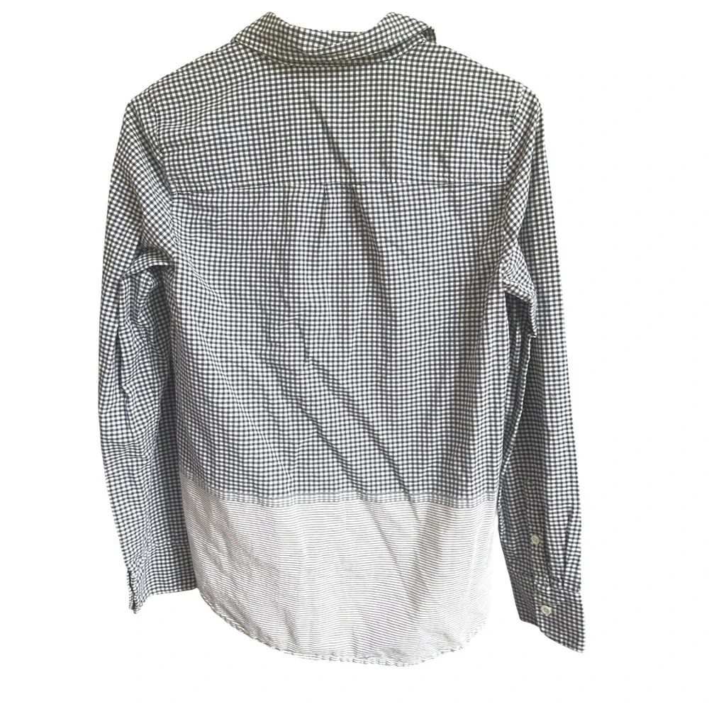 J.Crew‎ Blue White Gingham & Striped Pop Over Shirt 4